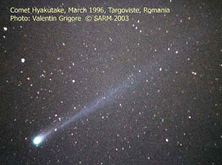 Photograph of Comet Hyakutake, courtesy of Valentin Grigore