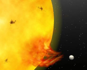 Artist's conception of a Jupiter-sized planet heating up parent star HD 179949