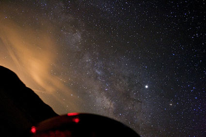 Telescope, Clouds, Jupiter, and Milky Way
