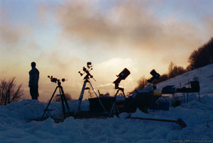 Sunset on Telescopes, image by Lorenzo Comolli